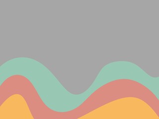 Obraz premium Soft light gray background featuring dynamic colorful wave elements at the bottom. The design conveys movement and a cheerful mood while keeping space for text or graphic additions. 