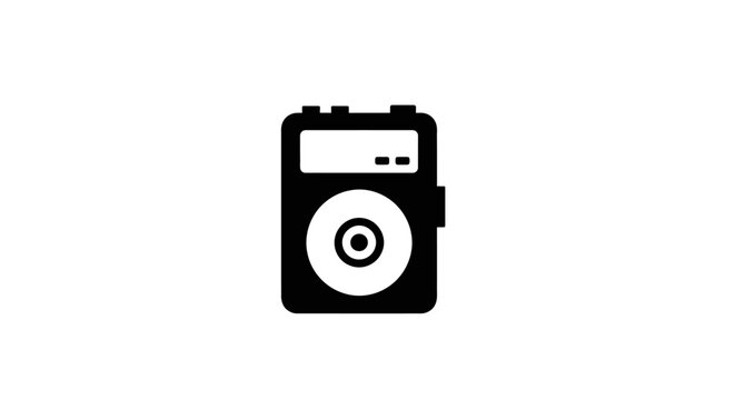 Black and white portable music player.