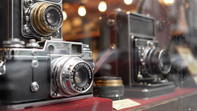 Vintage Cameras Collection Classic Retro SLR and Rangefinder, Old Photography Equipment