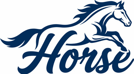 Obraz premium This striking logo displays a powerful horse in mid-gallop, symbolizing freedom, strength, and grace, perfect for equestrian brands or animal-related businesses.
