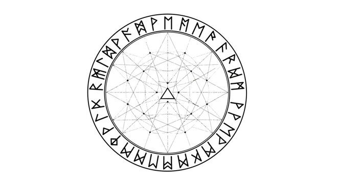 Ancient mystical symbol with runes.