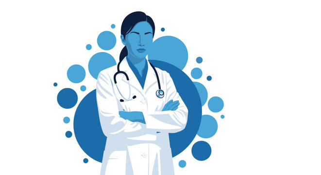 Female Doctor Wearing White Coat.