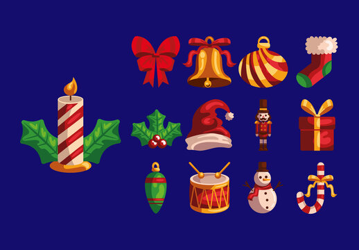 Christmas Icons Illustration Set