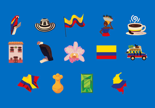 Colombia Culture Illustration Set