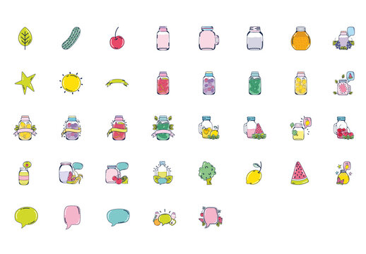 Cute Juice Illustration Set
