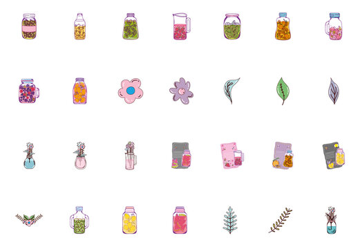 Herbal Drink Illustration Set