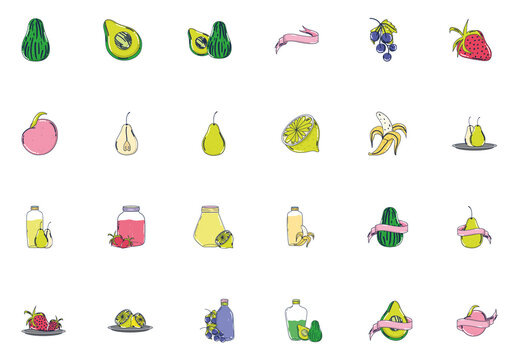 Fruit Doodle Illustration Set