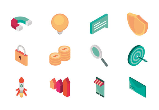 Isometric Marketing Illustration Set