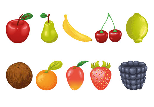 Realistic Fruits Illustration Set