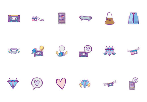 Retro Lifestyle Illustration Set