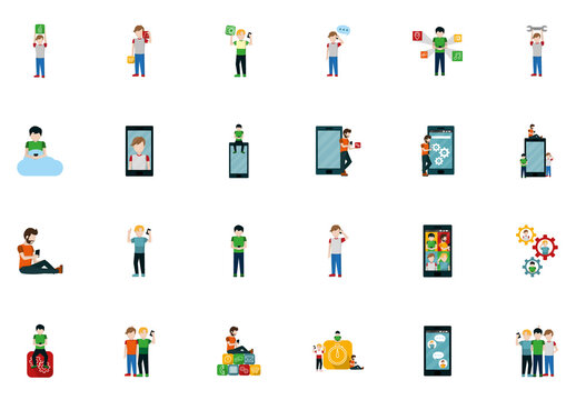 Smartphone Social Media Illustration Set