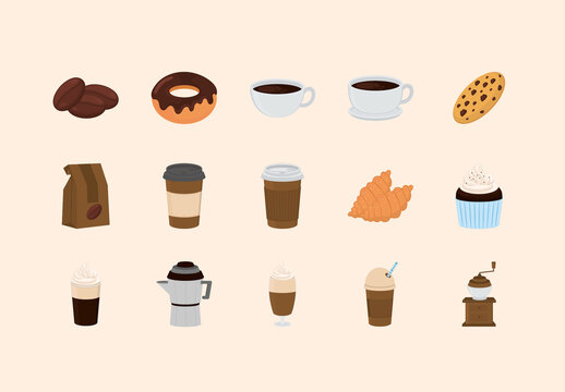 Coffee Food Illustration Set