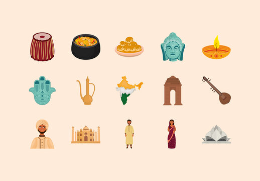 Indian Culture Illustration Set