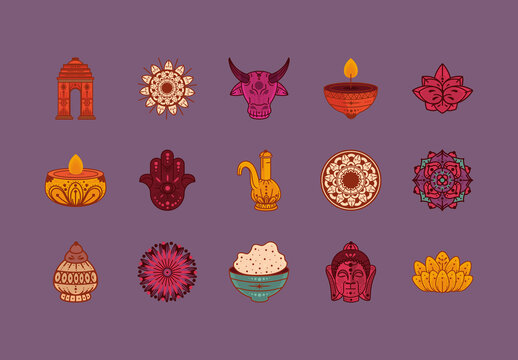 Indian Culture Illustration Set
