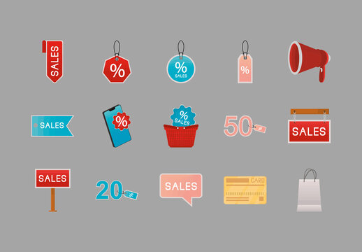 Sales Shopping Illustration Set