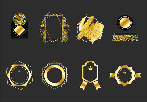 Golden Frames Labels Illustration Set