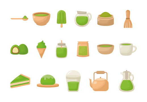Matcha Green Tea Illustration Set