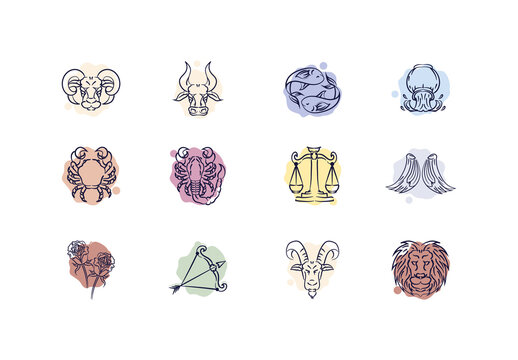 Zodiac Line Art Illustration Set