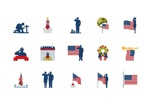 Military Memorial Illustration Set