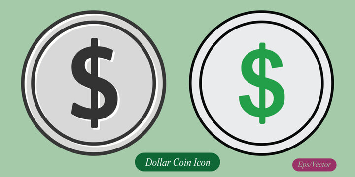 Dollar coin icon minimal usd currency and finance payment symbol vector