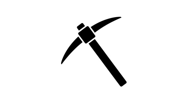 Black pickaxe mining tool icon symbol.