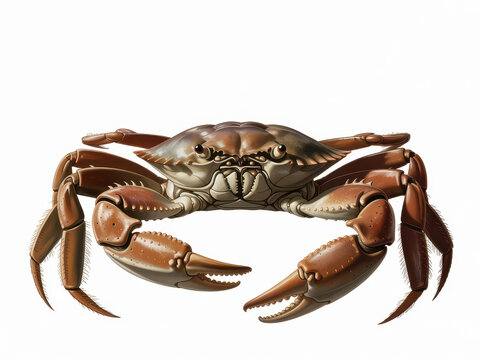 Realistic digital of a brown crab with sharp claws, isolated on a white background
