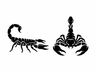 Fototapeta premium Black scorpion icons isolated on white background