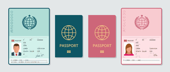 This image showcases elegant travel passports in varying colors, symbolizing international travel, adventure, and the excitement of exploring new cultures and destinations. © Yuyin