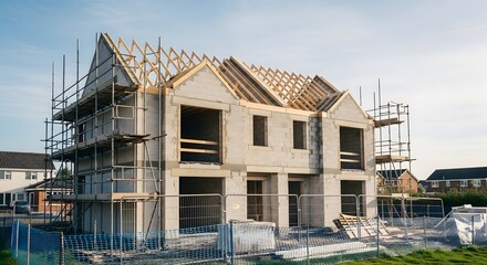 Obraz premium Residential house building site, construction process and property development concept