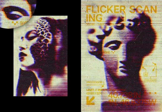 Flickering Bad Photo Effect &ndash; Scanner for Poster & Social Media (PSD)