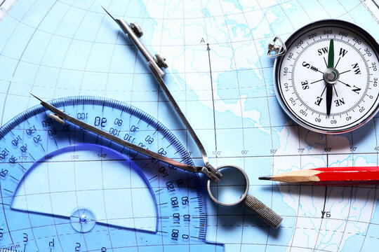 Compass On Map