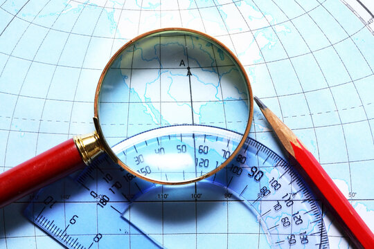 Magnifying Glass On Map