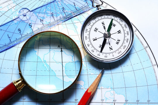 Magnifying Glass On Map