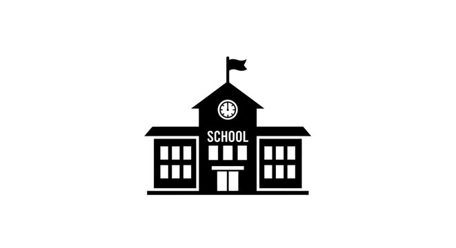 School Building Icon Educational Architecture.