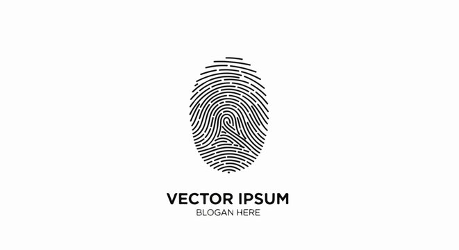 Black fingerprint lines form a graphic against a white background