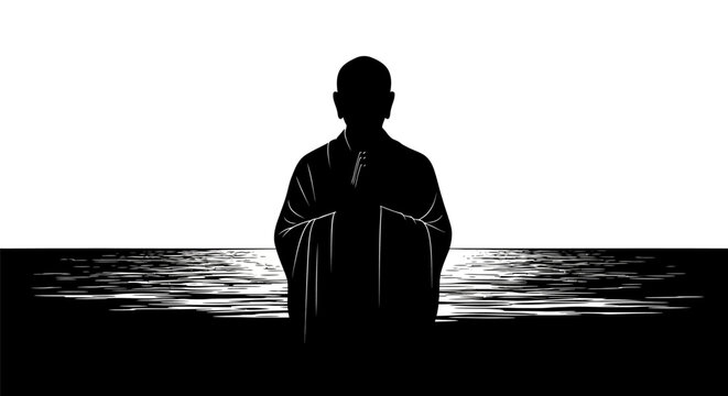 Silhouette of a standing man.
