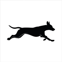 Fototapeta premium dynamic black dog running in motion silhouette on transparent background