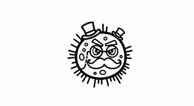 A cartoonish, spiky ball with a distinguished gentleman's face