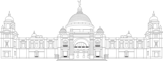 Victoria Memorial Kolkata line art illustration © Daria