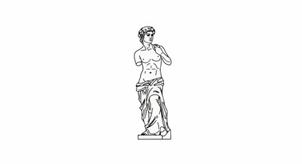 Obraz premium Outline of a classical marble statue, a muscular male figure
