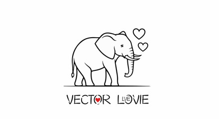 Fototapeta premium A stylized line drawing of an elephant with two hearts above its head
