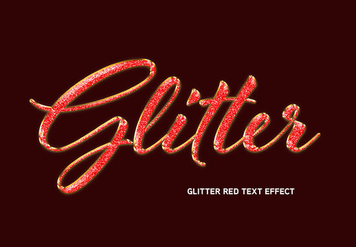 Glitter Red Script Text Effect