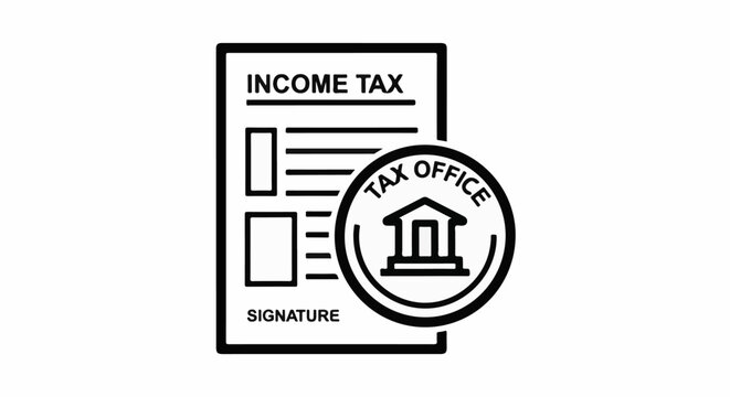 Income tax form with tax office stamp