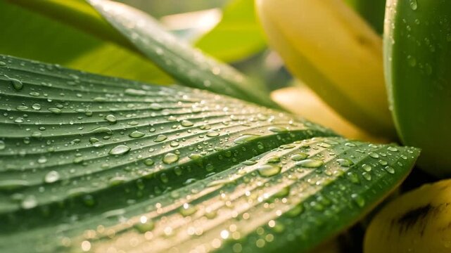 Fresh banana leaf texture in nature
