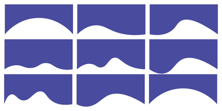 Collection of dividers shape templates. Modern separator header for website and app. Curve lines, wave collection of abstract design element for top and bottom page web site.