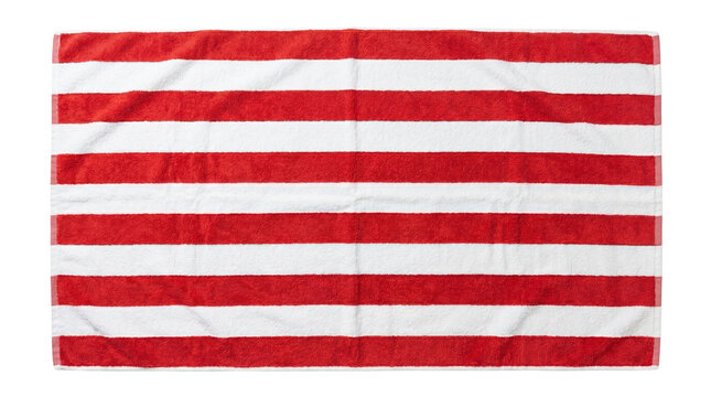 Red white striped beach towel isolated on transparent background png