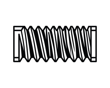 Vector outline icon of a threaded rod section, perfect for engineering projects.