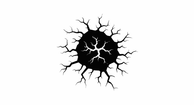 Abstract organic shape with radiating branches on white background