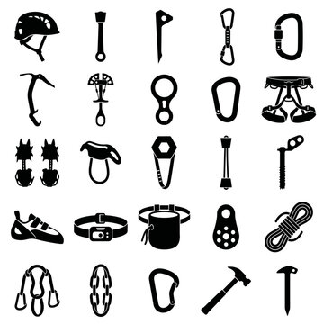 black and white vector silhouettes et of climb tools