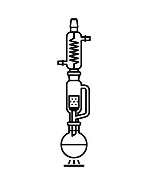 Laboratory Soxhlet extractor setup outline for continuous chemical extraction process.